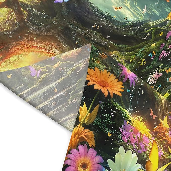 Zussun Fantasy Forest Tapestry Green Tree of Life Fairy Wall Tapestry for Bedroom Aesthetic Nature Floral Butterfly Small Tapestries Wall Hanging for Dorm Living Room Decor 60 x 44 Inch