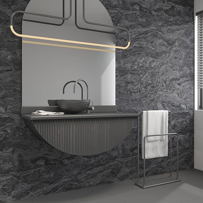 197x48inch Extra Wide Marble Granite Contact Paper peel and stick on Kitchen Countertops Vinyl laminate Sheets Wallpapers Black White Matte Self Adhesive Sticker Bathroom Removable Wall Wrapping Paper