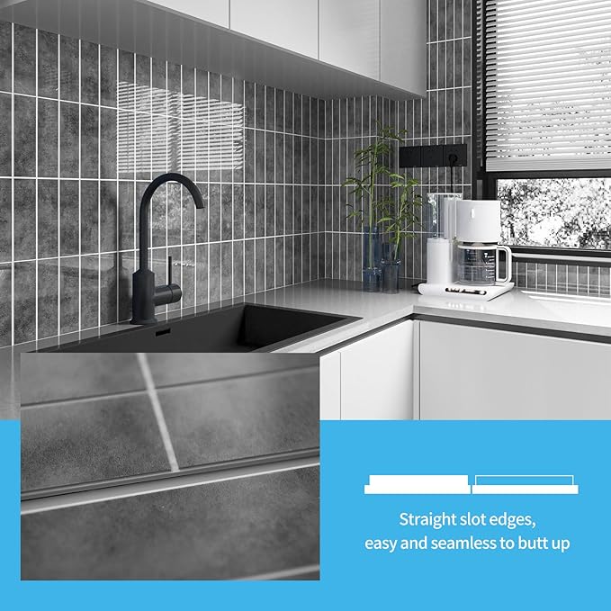 Art3d 10-Sheet Faux Marble Peel and Stick Backsplash Tile for Kitchen Wall Bathroom Countertops, 11.4 inch x 9.1 inch Stick-on Glazed-Ceramic Finish Resist to Water, Heat and Scratches, Ash Grey