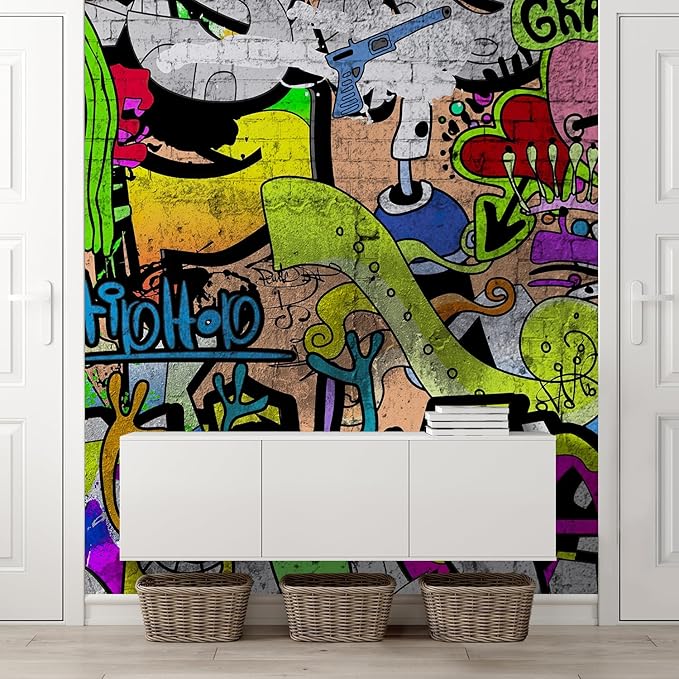 wall26 Colorful Graffiti Large Wall Mural, Removable Peel and Stick Wallpaper, Home Decor - 132x96 inches