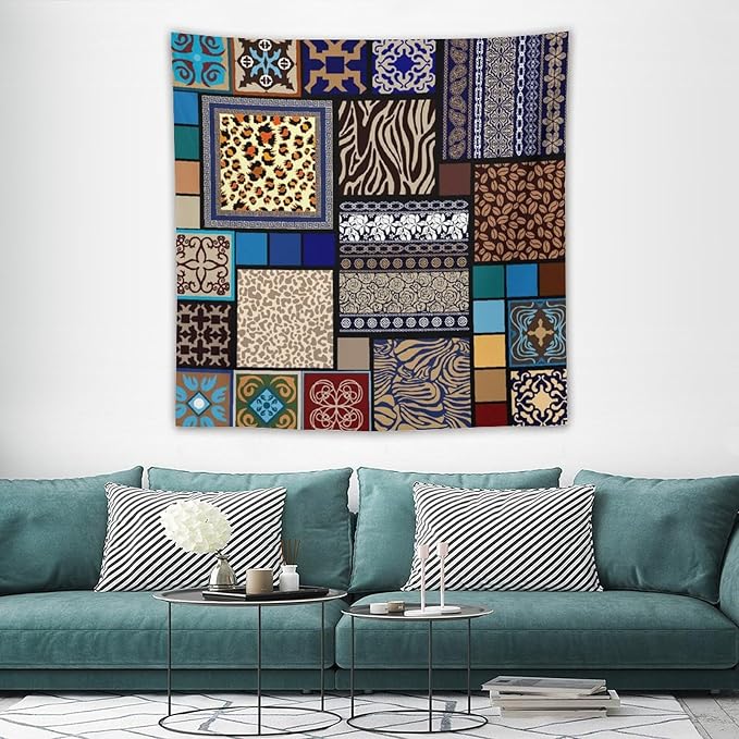 ZhiRain Boho Style Tapestry Wall Hanging Bohemian Ethnic Pattern Floral And Animal Skin Print Tapestries Home Decor for Living Room Bedroom Apartment Farmhouse Dorm 60"x60"
