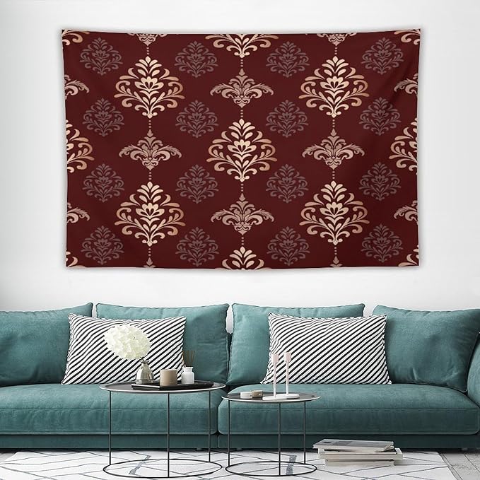 ZhiRain Vintage Damask Floral Tapestry Wall Hanging Oriental Antique Gothic Bohemia Floral Tapestries Home Decor for Living Room Bedroom Farmhouse Apartment Dorm 40"x60"