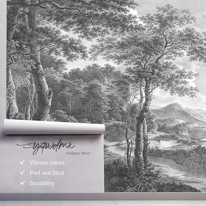 YQWDMX - Vintage Forest Peel and Stick Wallpaper Grey Jungle Mural for Bedroom ZY01 M