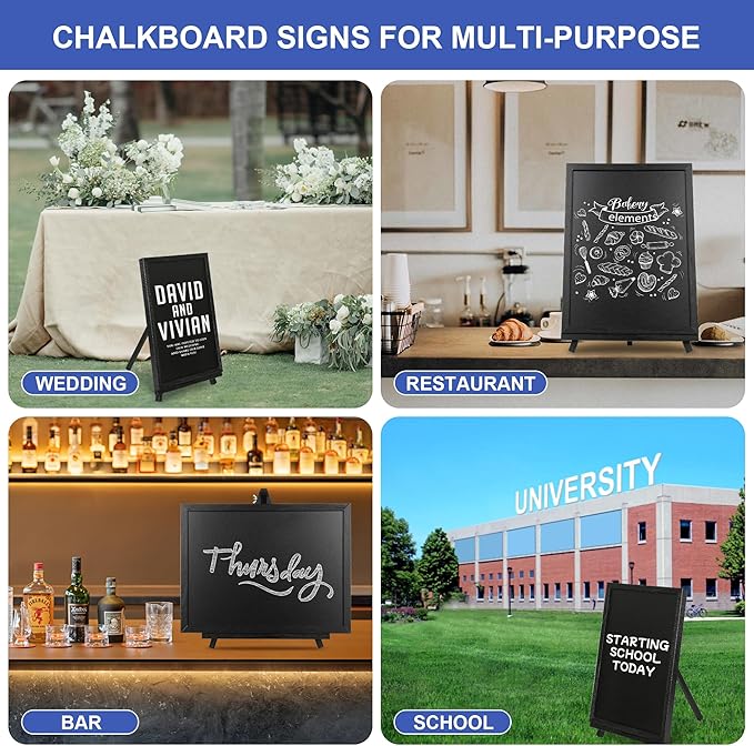 12x16 inch Double Sided Chalkboard and Felt Letter Board with Stand - Reversible Wooden Frame Easel for Menu, Announcements, Home, Office, Cafe, Restaurant Decor