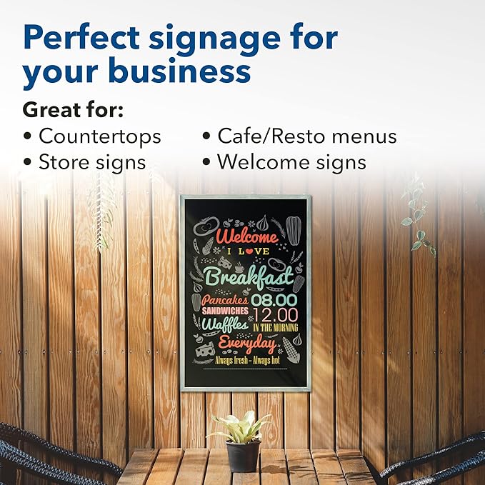 24 x 36 Magnetic Chalkboard Blackboard - Large Hanging Framed Wall Chalk Board w/Wooden Frame - Rustic 2x3 Wall Black Board to Use at Home and Office - Includes Magnets (Dusty Blue)…