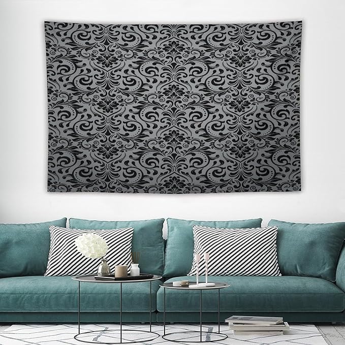 ZhiRain Damask Floral Tapestry Wall Hanging Vintage Classic Flower Pattern Tapestries Home Decor for Living Room Bedroom Farmhouse Apartment Dorm 40"x60"