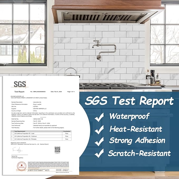 Yipscazo Peel and Stick backsplash 3 x 6 Inches 3D PVC Composite Wall Tile Stick on Backsplash Tile for Kitchen Bathroom, Laundry Room, Fireplace(Skin Marble White, 100 Pieces)