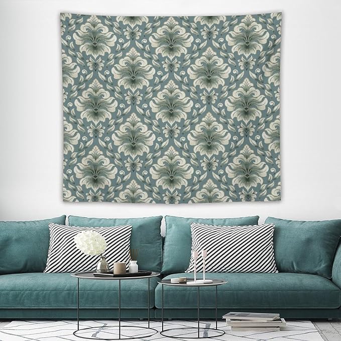 ZhiRain Retro Damask Tapestry Wall Hanging Gothic Vintage Baroque Classic Pattern Tapestries Home Decor for Living Room Bedroom Farmhouse Apartment Dorm 50"x60"