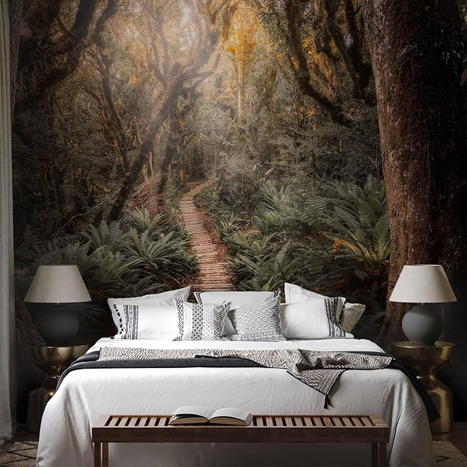 artgeist Wall Mural Abstract 193x138 in - Peel and Stick Self-Adhesive Wallpaper Removable Large Sticker Foil Wall Decor Print Design Mural Jungle Forest Nature Path b-C-10323-a-a