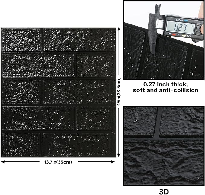 30PCS 3D Wall Panels Peel and Stick Foam, Self-Adhesive Decorative 3D Brick Wallpaper Wall Covering, Faux Stone Wall Panel Foam Brick for Living Room, Kitchen, Bathroom