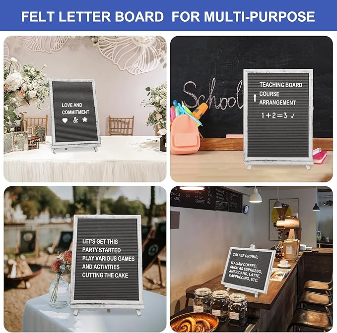 12x16 inch Double Sided Chalkboard and Felt Letter Board with Stand - Reversible Wooden Frame Easel for Menu, Announcements, Home, Office, Cafe, Restaurant Decor