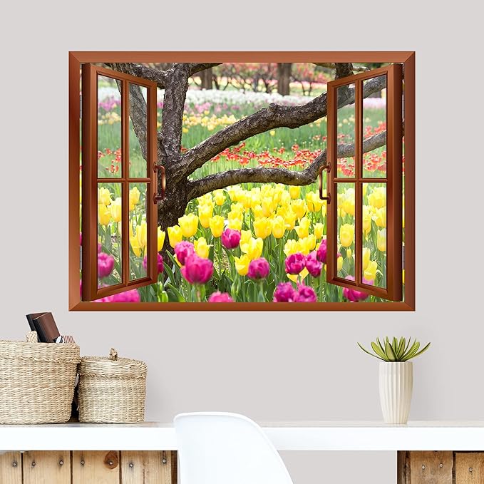 wall26 Bed of Tulips Removable Wall Sticker/Wall Mural - 24"x32"