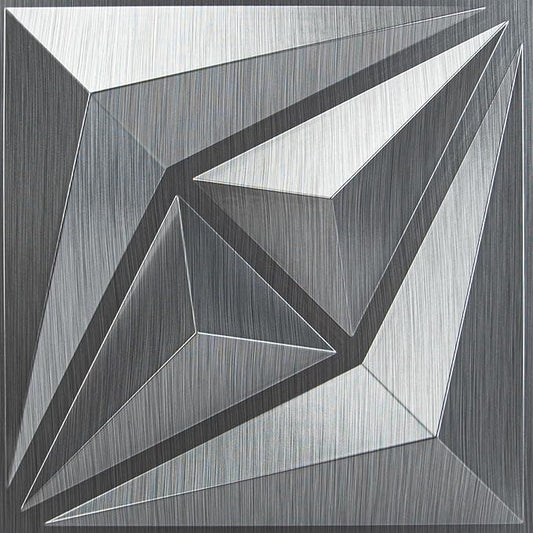 AMZDEPOT 3D Wall Panels for Interior Wall Decor, 3 Layout Options PVC Textured Wall Art Decor for Living Room Bedroom TV Background Gaming Room, 12''x12'', 20 Pcs Silver