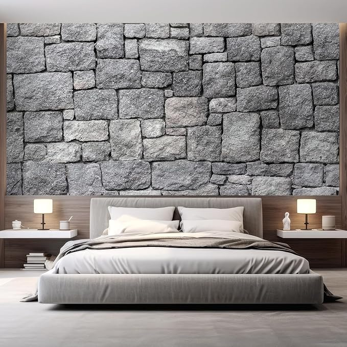 wall26 - Old Gray Stone Wall, Seamless Background Photo Texture - Removable Wall Mural Self-Adhesive Large Wallpaper - 48x72 inches