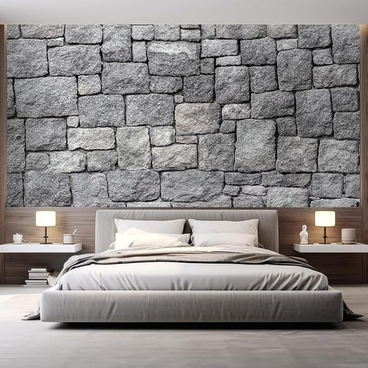 wall26 - Old Gray Stone Wall, Seamless Background Photo Texture - Removable Wall Mural Self-Adhesive Large Wallpaper - 48x72 inches