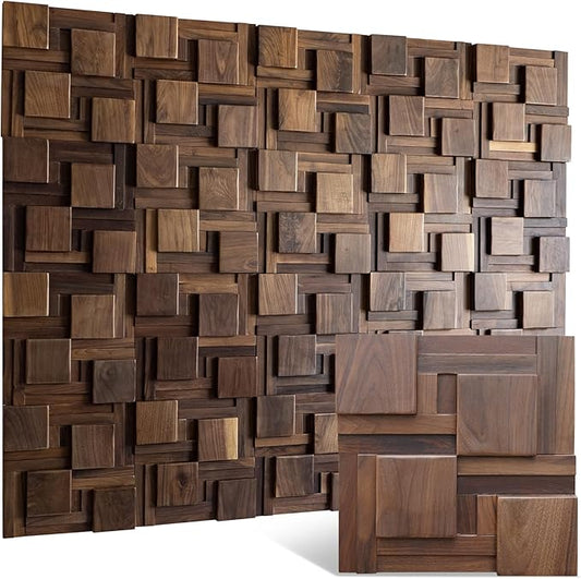 3D Black Walnut Solid Wood Wall Panel Decoration. Interior Wood Grain Decoration. Natural Wood Color. Textures for Interior Design.(1 Pack=11 Pics) Covers 10.66 Sq Ft.