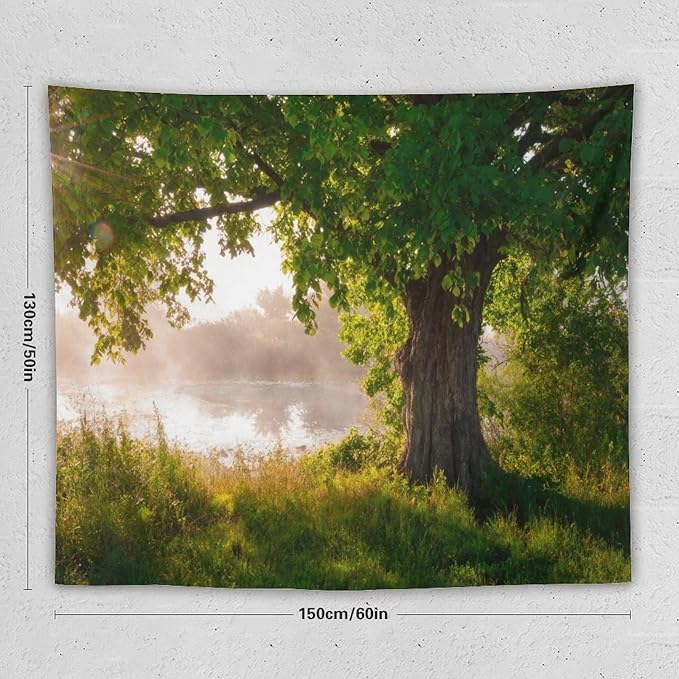 ZhiRain Tree Tapestry Wall Hanging Green Jungle Trees Nature Landscape Tapestries Home Decor for Living Room Bedroom Apartment Farmhouse Dorm 50"x60"
