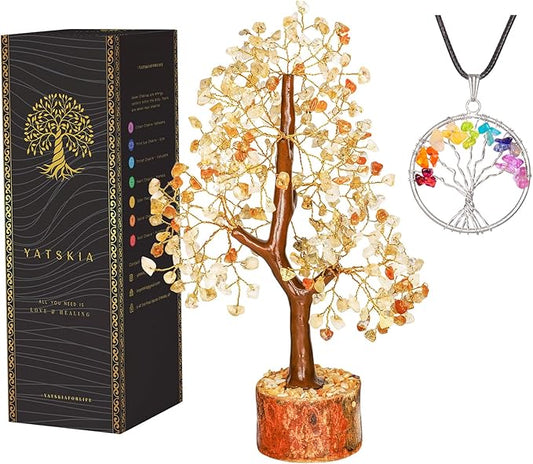 YATSKIA Citrine Crystal Tree of Life - Gemstone Tree - Citrine Crystal Stone Decor - Good Luck Gifts - Home Decor - Crystals Gifts