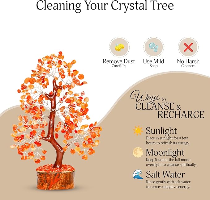 YATSKIA Carnelian Crystal Tree of Life - Bonsai Tree - Feng Shui Home Decor - Crystal Stones - Home Office Decor - Crystals Gifts for Women