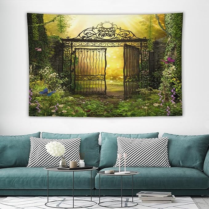 ZhiRain Fantasy Tapestry Wall Hanging Gothic Gate Fantasy Forest Magic Dreamland Fairy Landscape Pattern Tapestries Home Decor for Living Room Bedroom Apartment Farmhouse Dorm 60"x90"