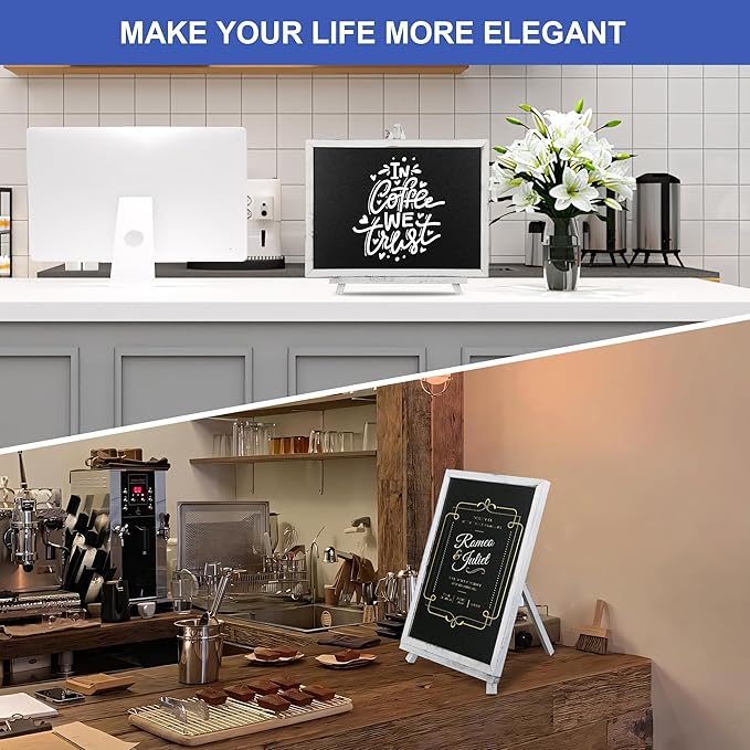 12x16 inch Double Sided Chalkboard and Felt Letter Board with Stand - Reversible Wooden Frame Easel for Menu, Announcements, Home, Office, Cafe, Restaurant Decor