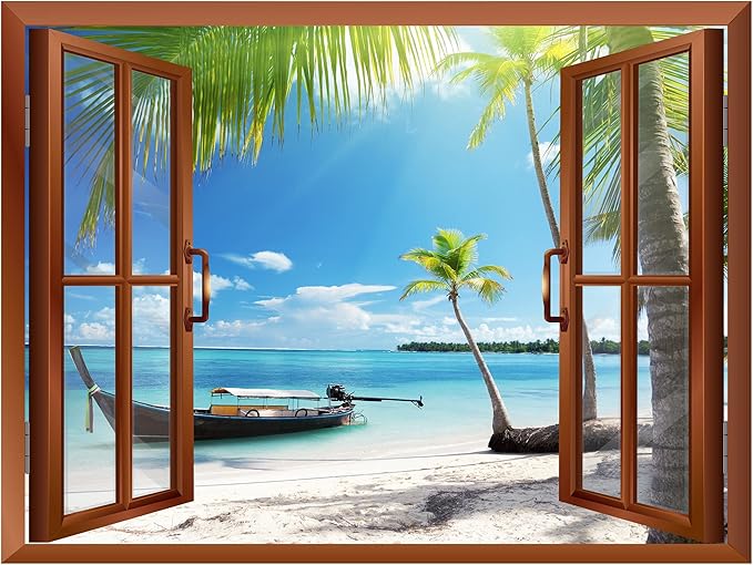 wall26 Boat on The Oceanside Removable Wall Sticker/Wall Mural - 36"x48"