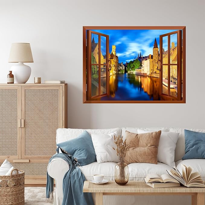 wall26 Beautiful Scenery Venice, Italy View from Inside a Window Removable Wall Sticker/Wall Mural - 24"x32"