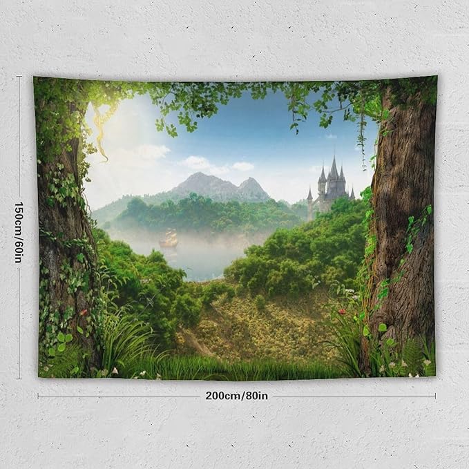 ZhiRain Fantasy Forest Tapestry Wall Hanging Beautiful Enchanting Fairy Tale Woodland Tapestries Home Decor for Living Room Bedroom Farmhouse Apartment Dorm 60"x80"