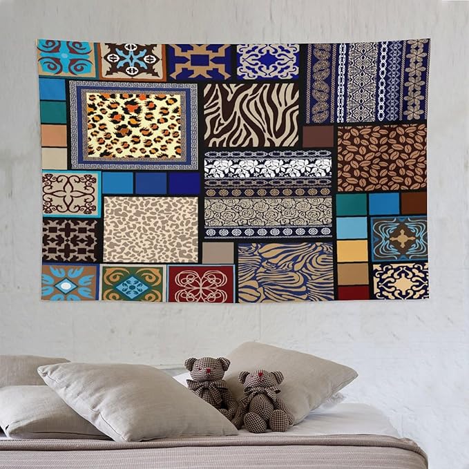 ZhiRain Boho Style Tapestry Wall Hanging Bohemian Ethnic Pattern Floral And Animal Skin Print Tapestries Home Decor for Living Room Bedroom Apartment Farmhouse Dorm 60"x90"