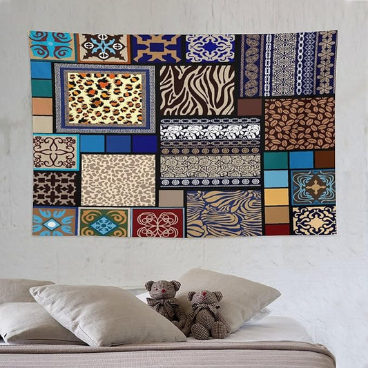 ZhiRain Boho Style Tapestry Wall Hanging Bohemian Ethnic Pattern Floral And Animal Skin Print Tapestries Home Decor for Living Room Bedroom Apartment Farmhouse Dorm 60"x90"