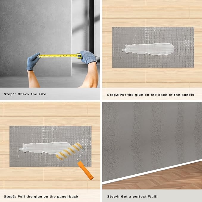 3D Wall Panels - 4PCS 47.2"x23.6" Faux Stone Wall Covering - MCM Modified Clay Material for Home Art, Accent Brick, Modern Exterior/Interior Decoration, Covering 31 sq.ft Cement Grey