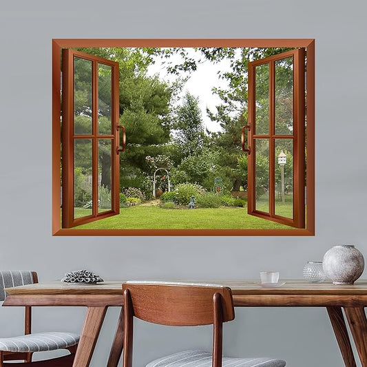wall26 Beautiful Garden View from Inside a Window Removable Wall Sticker Wall Mural - 36"x48"