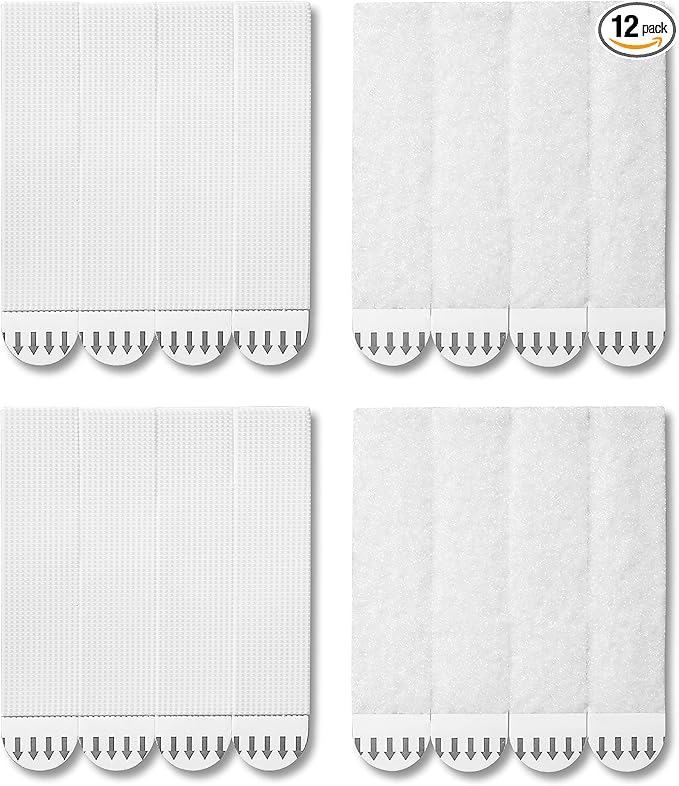 12-Pairs(24 Strips) Large Picture Hanging Strips, Removable Hook and Loop Strips Picture Hanger, Waterproof Damage Free Adhesive Strips for Frame Hanging, Heavy Duty