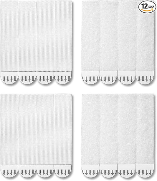 12-Pairs(24 Strips) Large Picture Hanging Strips, Removable Hook and Loop Strips Picture Hanger, Waterproof Damage Free Adhesive Strips for Frame Hanging, Heavy Duty