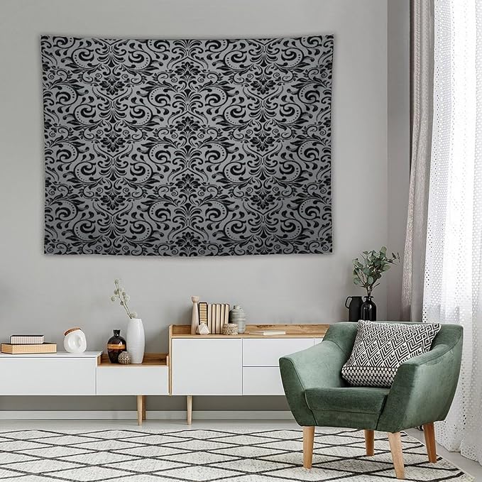 ZhiRain Damask Floral Tapestry Wall Hanging Vintage Classic Flower Pattern Tapestries Home Decor for Living Room Bedroom Farmhouse Apartment Dorm 60"x80"
