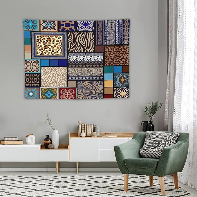 ZhiRain Boho Style Tapestry Wall Hanging Bohemian Ethnic Pattern Floral And Animal Skin Print Tapestries Home Decor for Living Room Bedroom Apartment Farmhouse Dorm 30"x40"