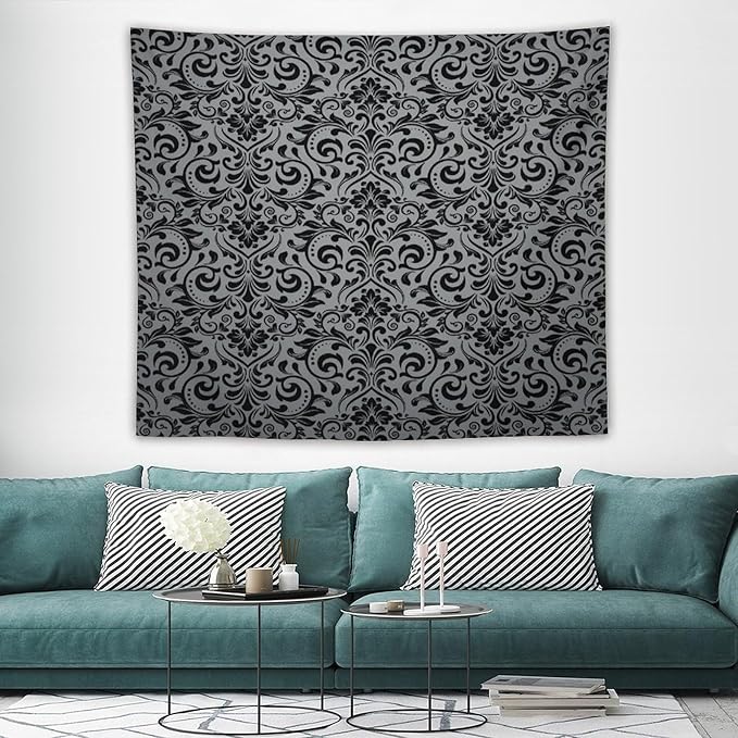 ZhiRain Damask Floral Tapestry Wall Hanging Vintage Classic Flower Pattern Tapestries Home Decor for Living Room Bedroom Farmhouse Apartment Dorm 50"x60"