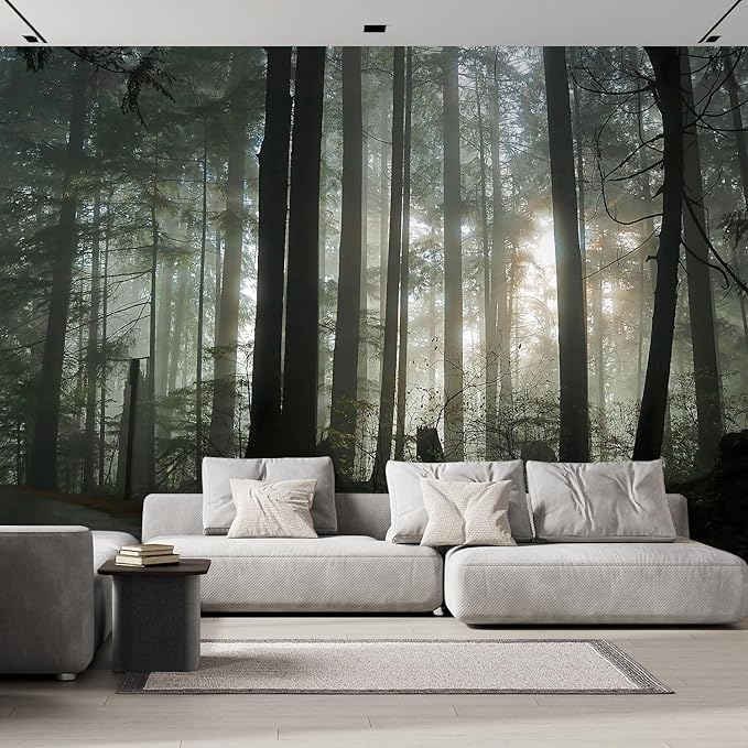 wall26 Foggy Forest Removable Wall Mural Self-Adhesive Large Wallpaper - 96x144 inches