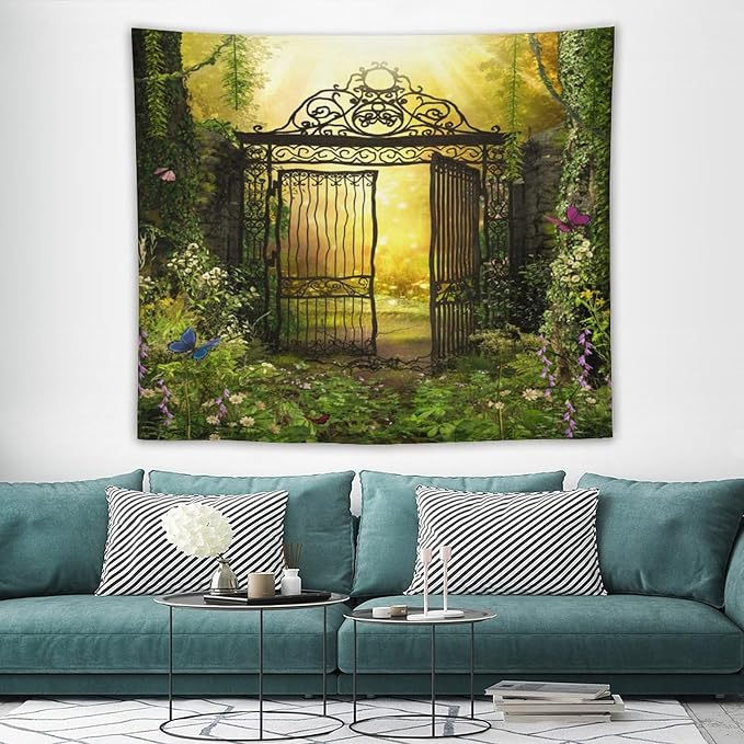 ZhiRain Fantasy Tapestry Wall Hanging Gothic Gate Fantasy Forest Magic Dreamland Fairy Landscape Pattern Tapestries Home Decor for Living Room Bedroom Apartment Farmhouse Dorm 50"x60"