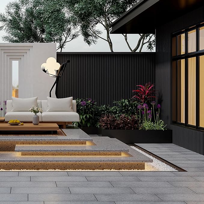 YLL YLL 6-Pack Slat Wall Panel with 2 Trims Wood Grain Slat Wall 96" x 6.2" WPC Slats 3D Wall Panels Black Grille