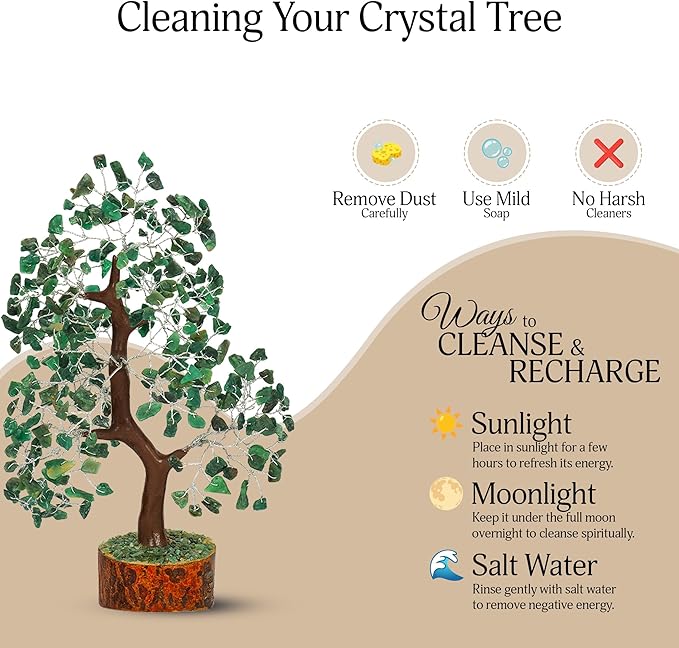YATSKIA Green Aventurine - Money Trees, Chakra Crystalsm Crystal Trees as Home Decor, Healing Crystals, Tree for Home, Crystal Gifts for Women, Healing Crystals and Gemstones, Tree of Life Necklace