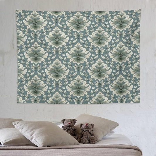 ZhiRain Retro Damask Tapestry Wall Hanging Gothic Vintage Baroque Classic Pattern Tapestries Home Decor for Living Room Bedroom Farmhouse Apartment Dorm 60"x80"
