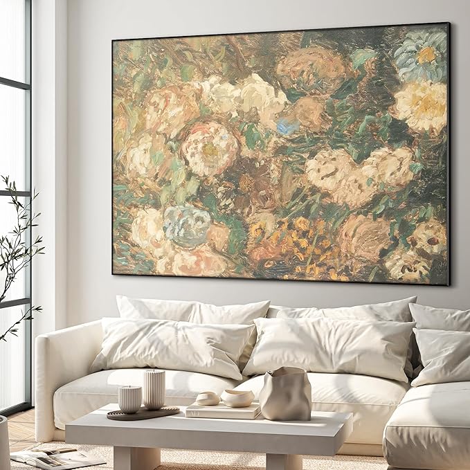 46"x60" XL Framed Wall Art - Impressionist Floral (Frame Assembly Required)