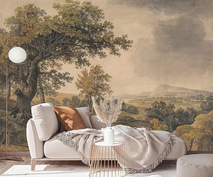 YQWDMX - Beige Forest Peel and Stick Wallpaper Jungle Self-Adhesive Mural for Living Room ZY12 L