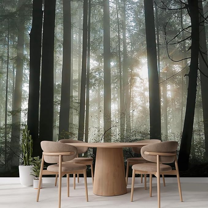 wall26 Foggy Forest Removable Wall Mural Self-Adhesive Large Wallpaper - 100x144 inches