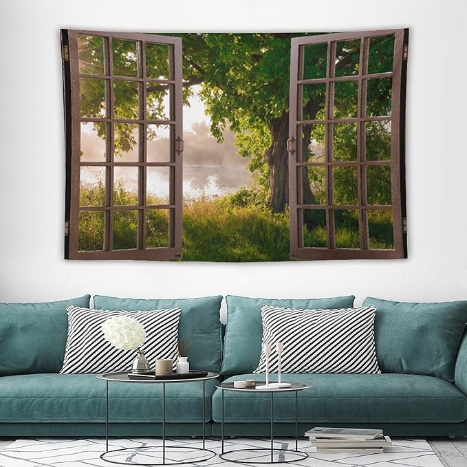 ZhiRain Tree Tapestry Wall Hanging Green Jungle Trees Nature Landscape Tapestries Home Decor for Living Room Bedroom Apartment Farmhouse Dorm 40"x60"