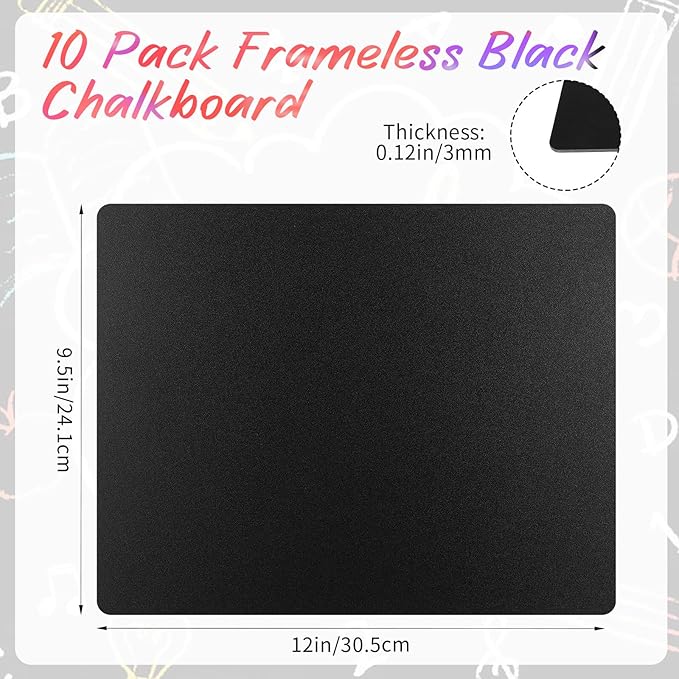 10 Pcs 12 x 9.5 Inch Frameless Chalkboard, Small Chalk Board Signs for Tables, Little Chalkboard Signs, Mini Blackboard for Restaurant Menu Classroom Home Office Decor