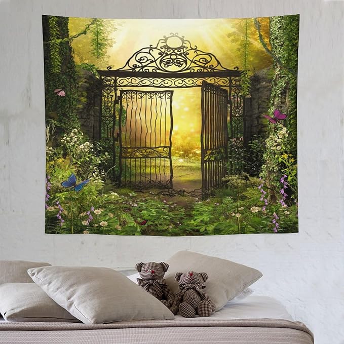 ZhiRain Fantasy Tapestry Wall Hanging Gothic Gate Fantasy Forest Magic Dreamland Fairy Landscape Pattern Tapestries Home Decor for Living Room Bedroom Apartment Farmhouse Dorm 50"x60"