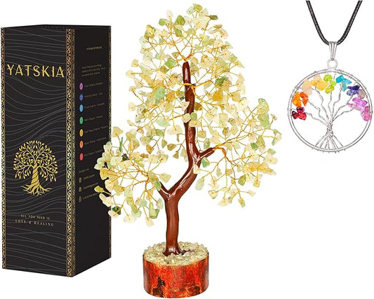 YATSKIA Green Jade Tree - Crystal Tree for Positive Energy - Crystals and Stones - Crystal Decor - Positive Energy Gifts for Women - Jade Stone - Meditation Decor