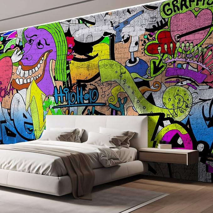 wall26 Colorful Graffiti inchesLarge Wall Mural, Removable Peel and Stick Wallpaper, Home Decor - 96x144 inches